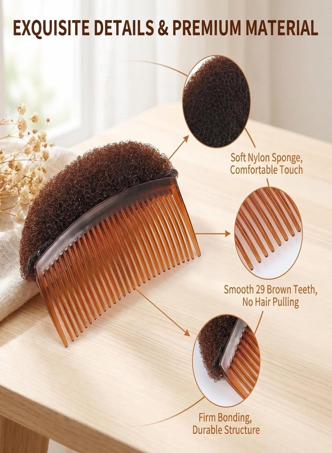 NaRaMax 2PCS Hair Clip with Sponge Base Inserts, Bump It Up Pads, Bun Maker, Styling Accessories, Charming Comb Braid Tool (Brown) - Image 4