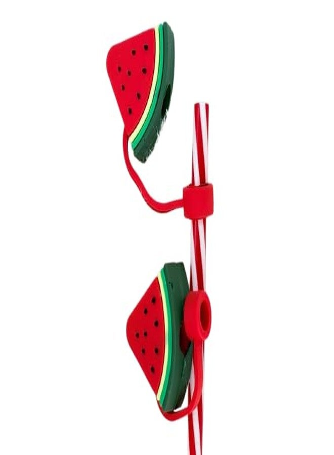 Bhavya Optic® Silicone Straw Cover with Cartoon Design, Dust Protector for Drinking Straws (Red Watermelon - Image 2