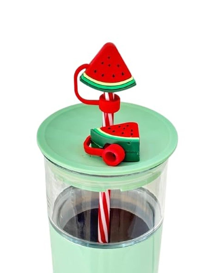 Bhavya Optic® Silicone Straw Cover with Cartoon Design, Dust Protector for Drinking Straws (Red Watermelon - Image 4