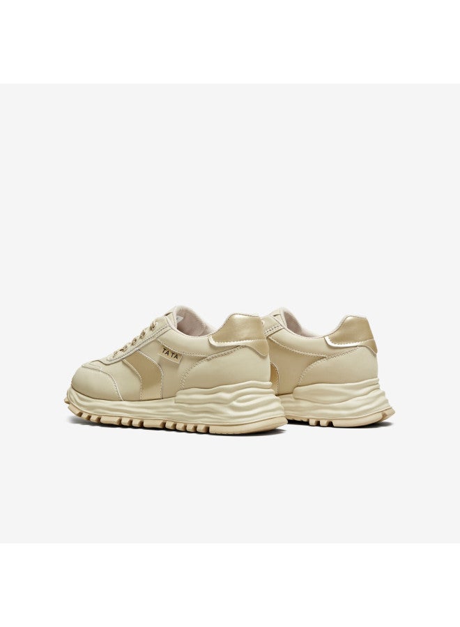 HESHE Tata Women's Retro Lightweight Casual Breathable Sports Shoes Wpc07am5 Apricot/gold Wave Pattern Size 35 - Image 2