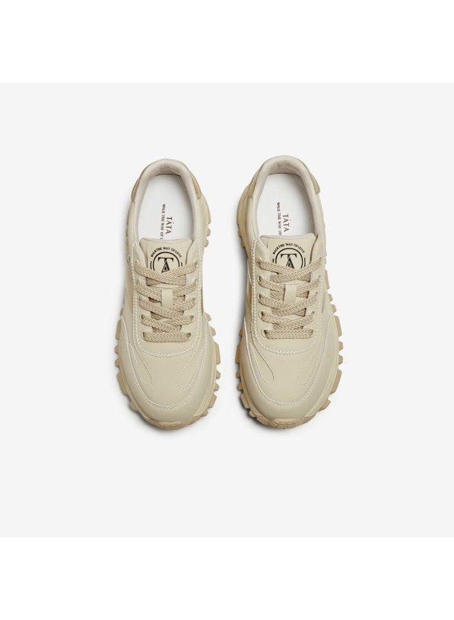 HESHE Tata Women's Retro Lightweight Casual Breathable Sports Shoes Wpc07am5 Apricot/gold Wave Pattern Size 35 - Image 3