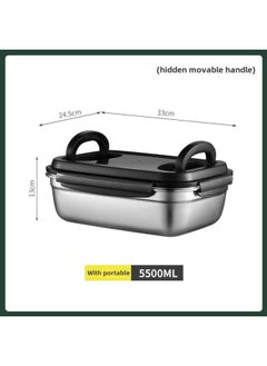 Generic Factory Direct 304 Stainless Steel Fresh-keeping Box Refrigerator Sealed Box Storage Box Fruit And Vegetable Pickle Bucket Lunch Box-Specifications:Both Hands 5500ml  - Image 1