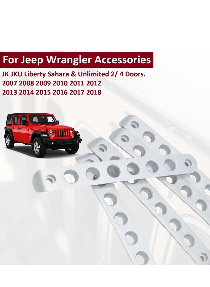 Generic 5Pcs Aluminum Silver Side Door Grab Handle Covers + 5Pcs Push Button Knob Trim Covers for Jeep Wrangler JK JKU Sahara Unlimited 4-Door 2007-2018 - Exterior Handle Pull Decor  - Image 2