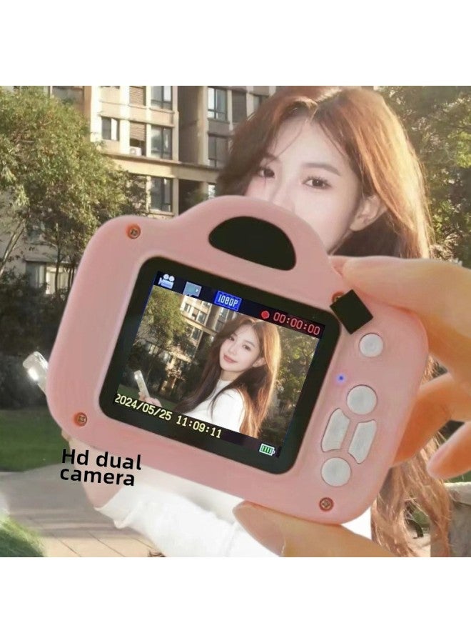 Generic Cute Children's High-definition Dual-camera Digital Camera Campus Students Can Take Photos To Upload Mobile Phone Travel Record Camera-Body Color:Function [video/music/selfie/game/filter] Pink-high-speed Card 8g [can Take 450 Photos] + Giveaways  - Image 1