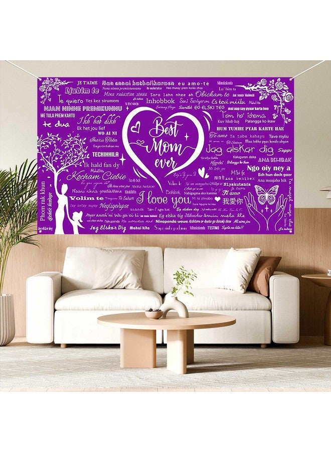 Ticuenicoa Happy Mother's Day Banner - 70.8 x 43.3 Inch, Best Mom Ever Purple Slogan Backdrop, Mother’s Day Party Decorations, Thoughtful Gift for Mom, Celebration Decor - Image 5
