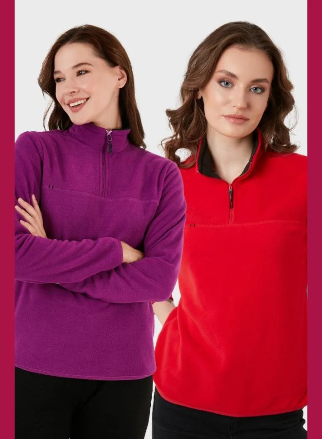 ليلا ليلا طقم قطعتين نسائي بياقة مدورة ناعم مضاد للوبر مقاس ضيق