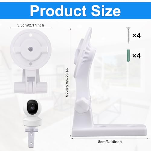 XIHIRCD 2pcs Camera Wall Mount Compatible with Reolink E1 E1 Pro White Camera Wall Bracket Adjustable Ceiling Camera Mount for Mercury TPLINK 4 Rubber Plugs 4 Screws - Image 3