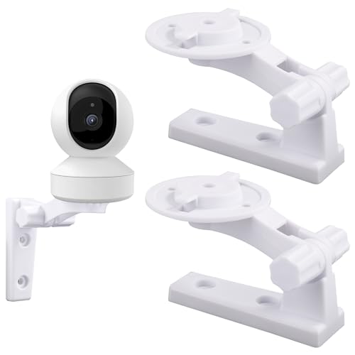 XIHIRCD 2pcs Camera Wall Mount Compatible with Reolink E1 E1 Pro White Camera Wall Bracket Adjustable Ceiling Camera Mount for Mercury TPLINK 4 Rubber Plugs 4 Screws - Image 1