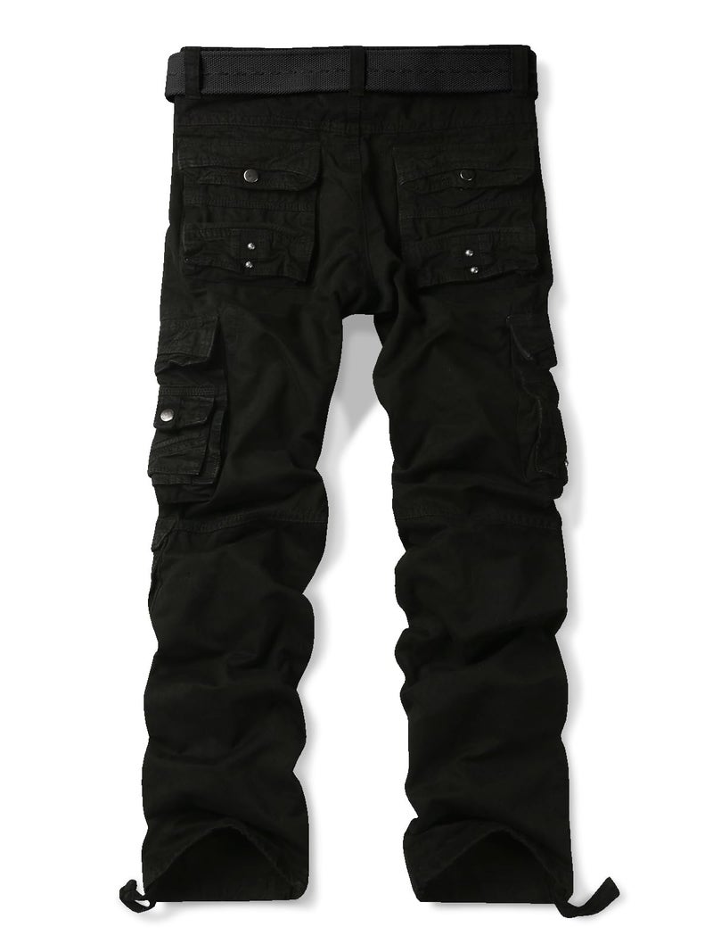 OCHENTA Men's Cotton Casual Cargo Work Pants Baggy Travel Hiking with Multi Pockets Black Tag 34 - Image 5