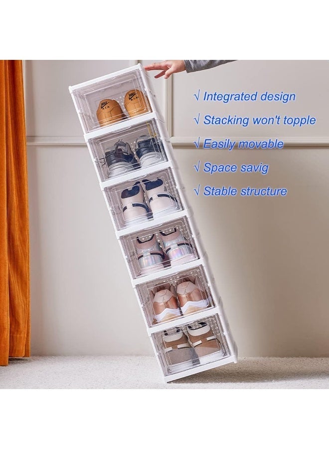 FALAHOM 6 Tiers Clear Foldable Shoe Storage Organizer, No-Assembly Shoe Box with Fully Clear Door, Plastic Stackable Shoe Rack for Sneakers, Sturdy Shoe Storage Containers Bins - Image 3