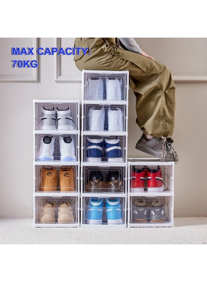 FALAHOM 6 Tiers Clear Foldable Shoe Storage Organizer, No-Assembly Shoe Box with Fully Clear Door, Plastic Stackable Shoe Rack for Sneakers, Sturdy Shoe Storage Containers Bins - Image 4