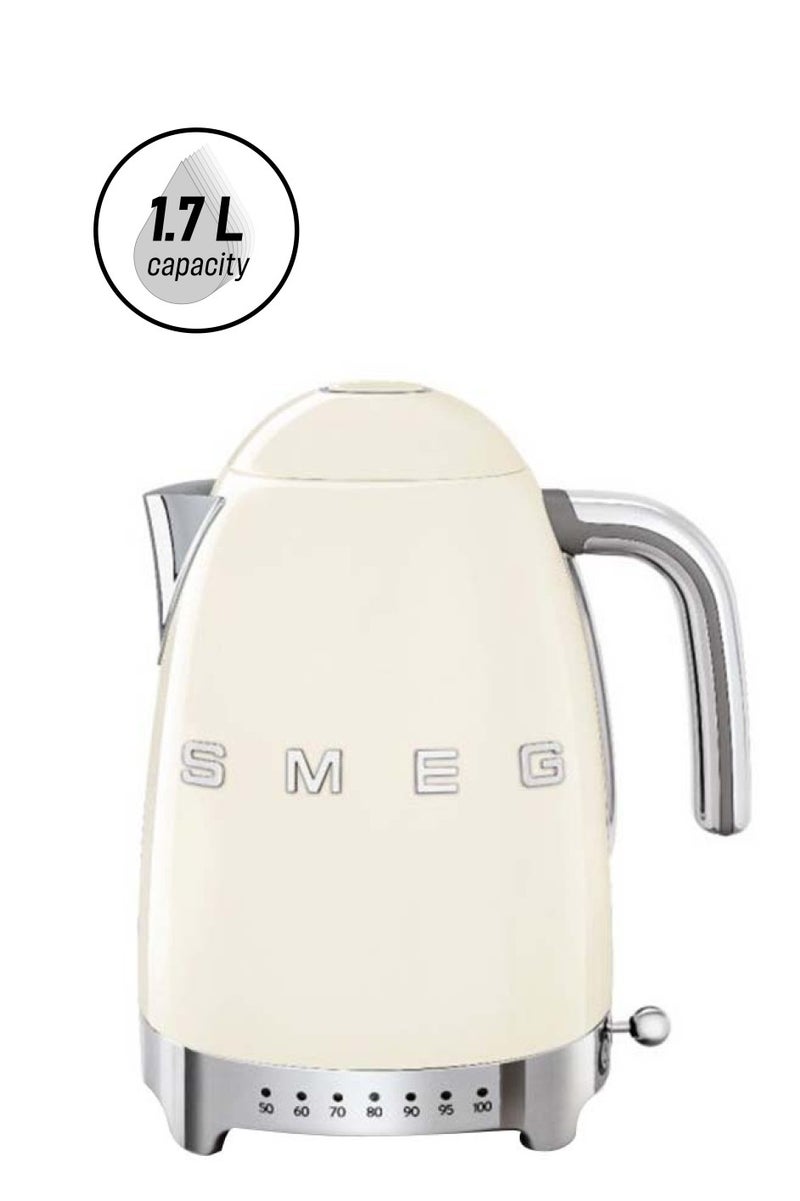 smeg Vintage Premium Temperature Control 1.7L KLF04RDUK Kettle-Milky White - Image 1