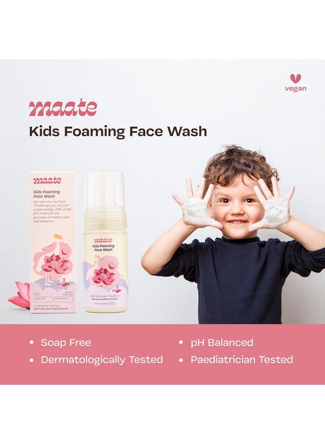 Maate Kids Foaming Face Wash (100 ml) | With Ayurvedic Herbs Holy Lotus & Mulberry | Cleanses & Purifies Facial Skin | Baby Face Wash 3-12 Years | Nourish All Skin Type, pH Balanced - Image 4
