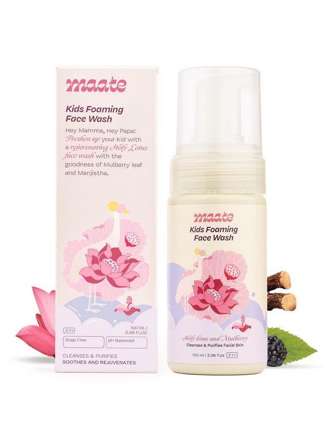 Maate Kids Foaming Face Wash (100 ml) | With Ayurvedic Herbs Holy Lotus & Mulberry | Cleanses & Purifies Facial Skin | Baby Face Wash 3-12 Years | Nourish All Skin Type, pH Balanced - Image 1