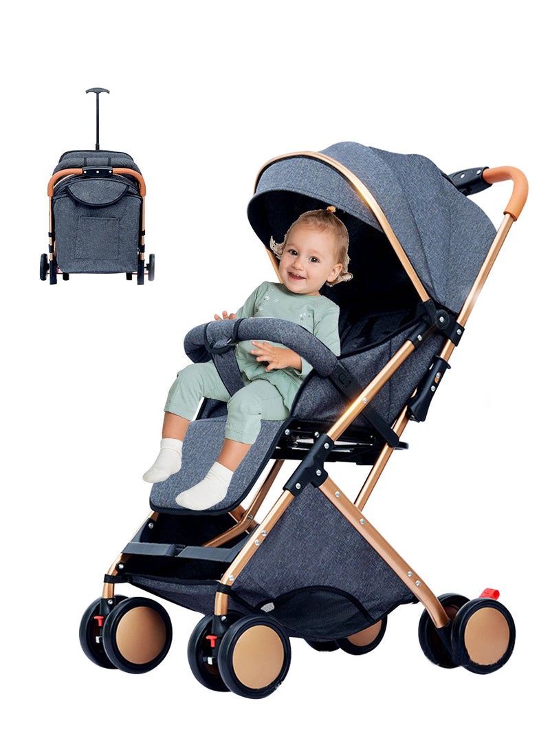 MaBaby Baby Girls Boys Stroller, Lightweight Single Stroller With Handle Lever, Adjustable Canopy And Five-Point Safety Belt, Travel Stroller For Toddlers, Can Sit And Lie  - Image 1