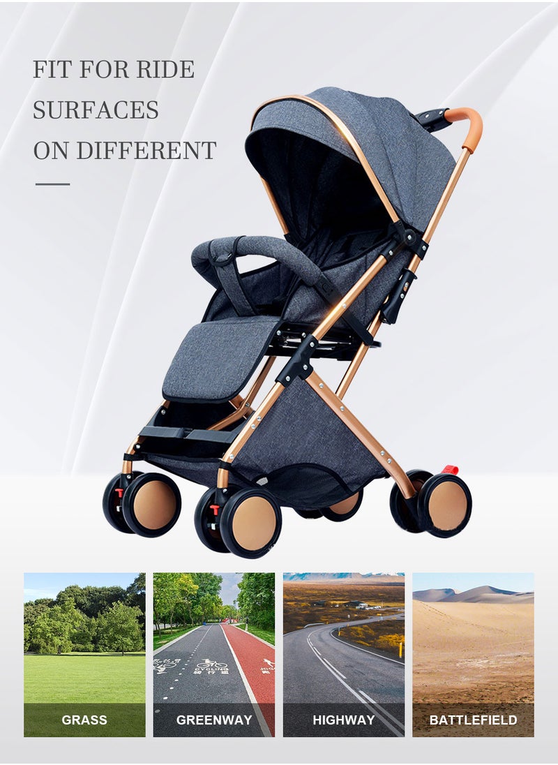 MaBaby Baby Girls Boys Stroller, Lightweight Single Stroller With Handle Lever, Adjustable Canopy And Five-Point Safety Belt, Travel Stroller For Toddlers, Can Sit And Lie  - Image 3