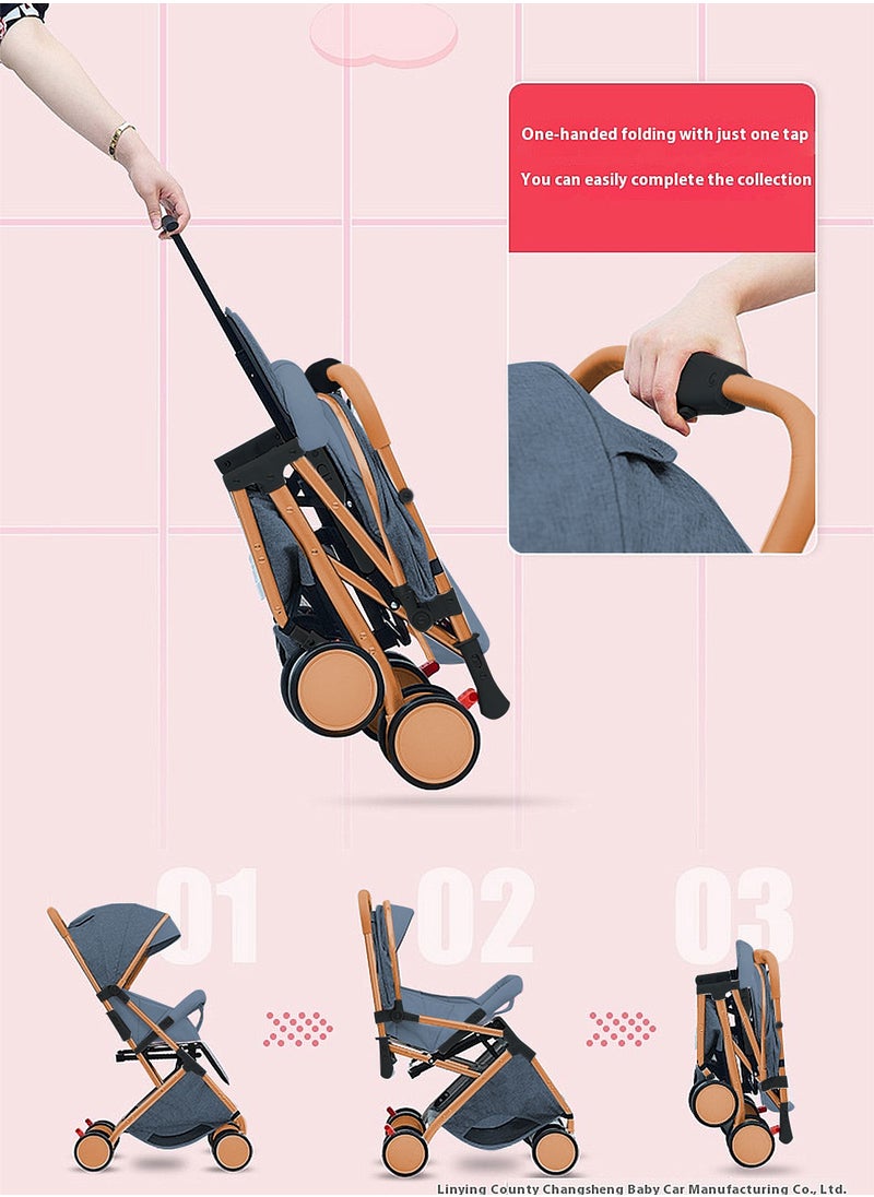 MaBaby Baby Girls Boys Stroller, Lightweight Single Stroller With Handle Lever, Adjustable Canopy And Five-Point Safety Belt, Travel Stroller For Toddlers, Can Sit And Lie  - Image 2