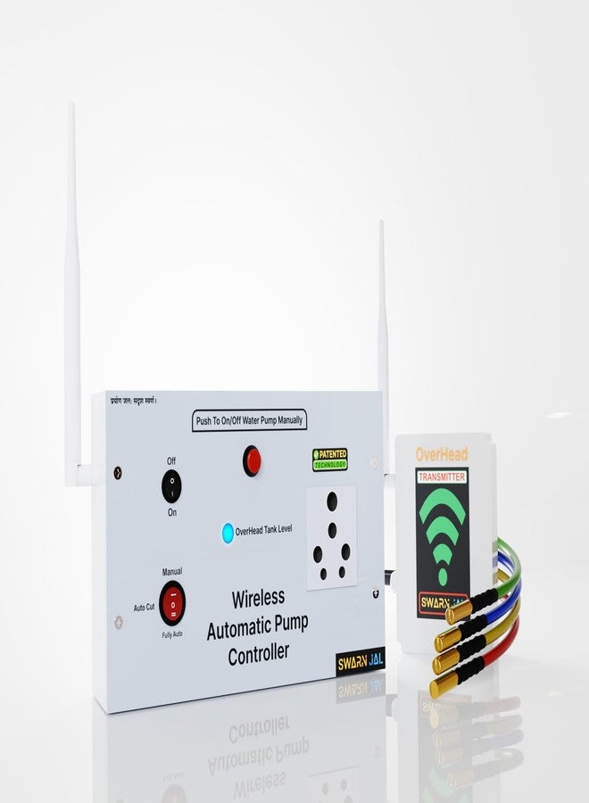Swarn Jal Wireless Water Level Controller for MonoBlock/Tullu Pumps, 25 Floors Strong Wireless Range, 3 Selectable Modes, Automatic Fill Water Tank, 1 Year Warranty - Image 1