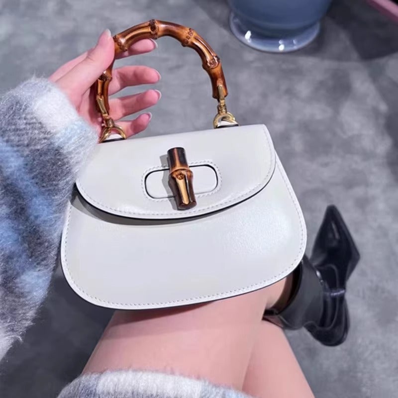 Bamboo Bag Retro Saddle Bag Genuine Leather Women'S Bag High-End Small Bag Single Shoulder Crossbody Handbag For Women - Image 1
