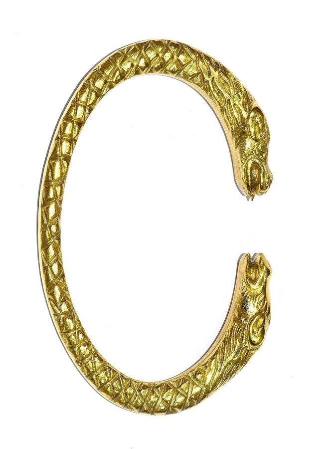 Ervio Gold Plated Tiger Kada Bracelet for Men | Adjustable Brass Tiger Head Bangle with Amber Stone | Traditional Hindu Sikh Punjabi Kada | Spiritual Gold Kada Wristwear - Image 1