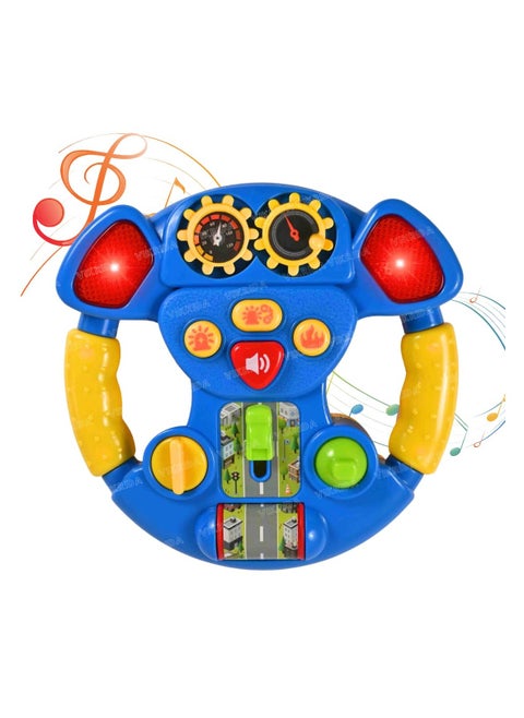 Kids Steering Wheel Toy with Lights, Sounds, and Music - Educational Play for Toddlers, Realistic Driving Simulation, and Multi-Function Buttons