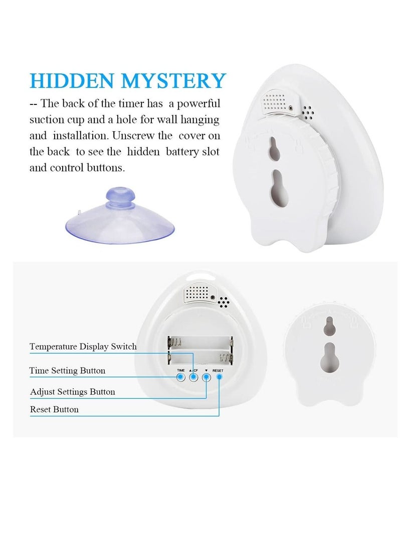 Excefore ساعة دش، ساعة رقمية لدرجة الحرارة والرطوبة، ساعة حمام مقاومة للماء مع كوب شفط، للحمام، غرفة النوم، المطبخ، منتجع الاسترخاء، غرفة الغسيل، مساعد مثالي لإدارة الوقت - Image 4