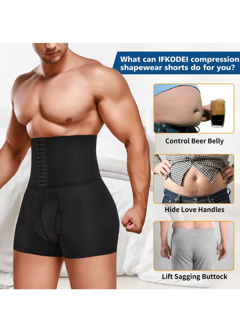 Excefore - Men Tummy Control Shorts, High Waist Slimming Body Shaper Girdle Lifter Shapewear Padded Underwear Boxer Briefs, L - Image 1