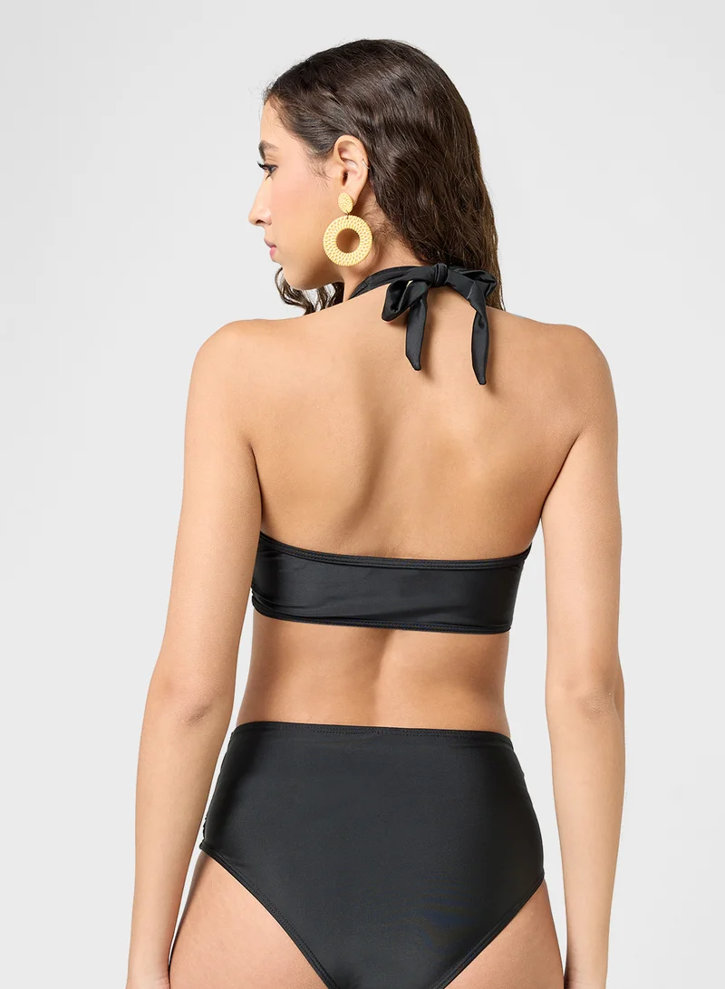 Ginger Mesh Detail Bikini & High Waist Brief Set