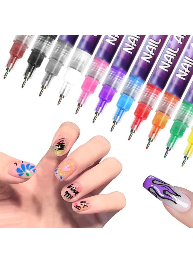 NIKITA.VIVI مجموعة أقلام تلوين الأظافر 12 لون، قلم طلاء أظافر مقاوم للماء سريع الجفاف، أقلام طلاء أكريليك لتصميم الأظافر 0.5 مم طرف دقيق لأعمال الأظافر للنساء والفتيات، مستلزمات تصميم الأظافر اليدوية - Image 4