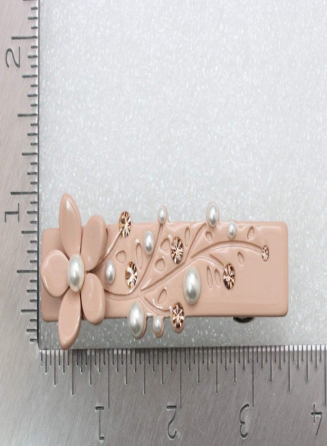Faship Elegant Peach Flower Art Deco Hair Barrette Made With Premium Rhinestone Crystal - Image 5