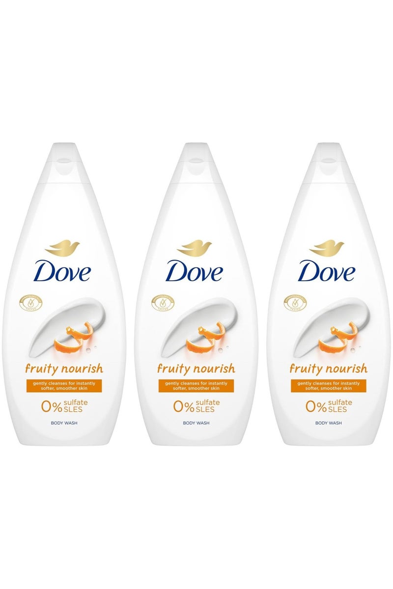 Dove Fruity Nourish Body Wash Body 3 x 720ml with plant-based moisturisers for softer, smoother skin - Image 1
