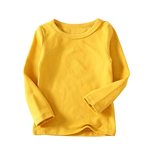 JWWN Toddler Boys Girls Thermal Underwear Long Sleeve T-shirt Leggings 2Pcs Kids Winter Base Layer Set, (Yellow,12Months) - Image 3