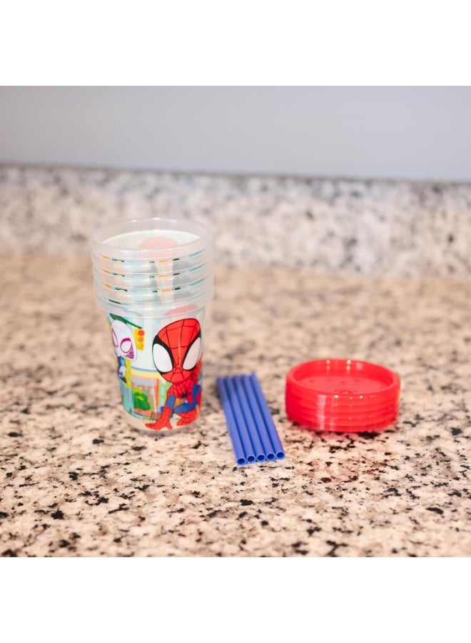 The First Years Spidey and His Amazing Friends Take & Toss Toddler Straw Cups - Spill Proof Toddler Sippy Cups with Snap On Lids and Straws - Spider-Man Gifts and Party Supplies - 10 Oz - 10 Count - Image 2