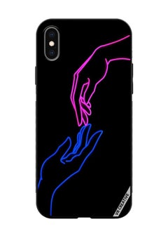 Protective Case Cover For Apple iPhone XS Max Hands In Neon Lights Design Multicolour