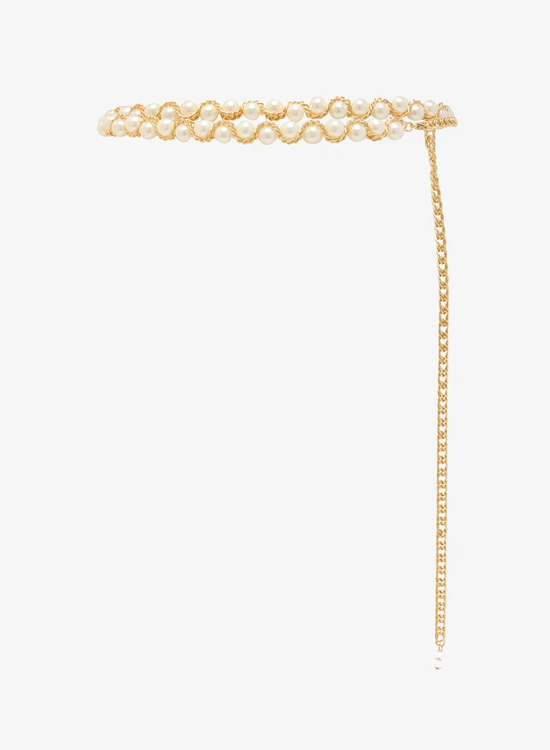 Golden Pearl Detail Chain Belt