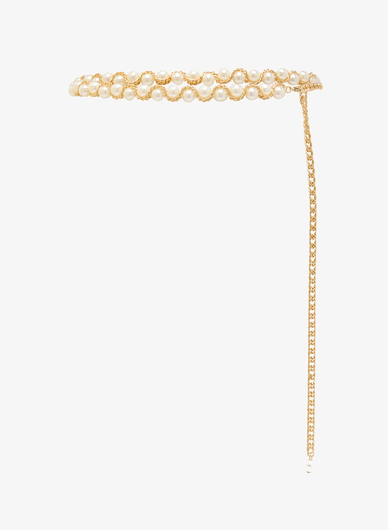 ايلا ليمتد اديشن حزام خصر بسلسلة بتفاصيل لؤلؤ ذهبي - Image 1