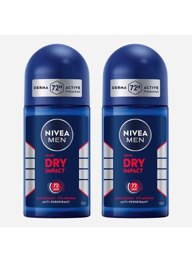 نيفيا مزيل عرق رول للرجال 72 ساعة تأثير جاف 50 مل (عبوة من قطعتين) - Image 1