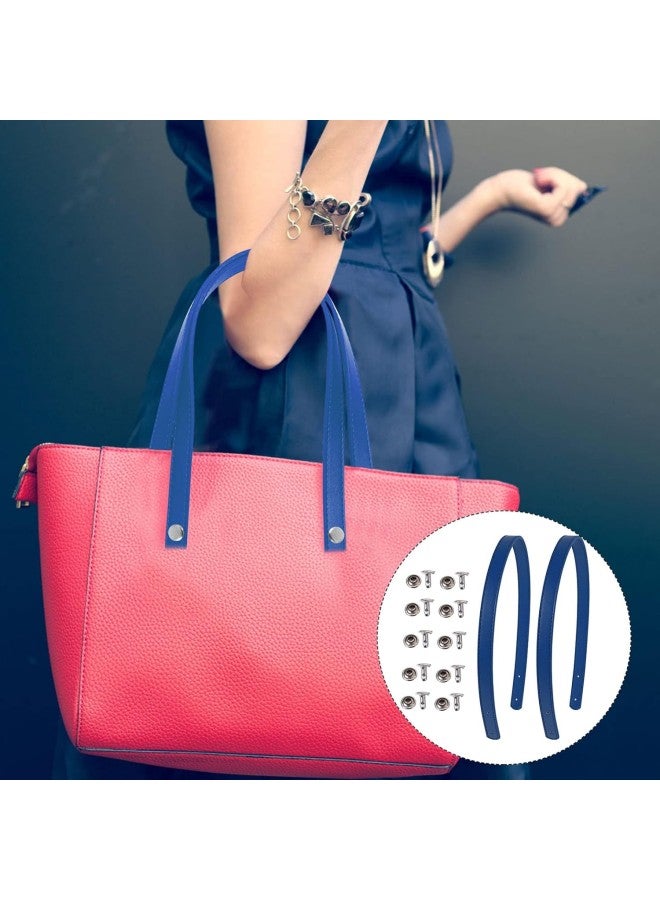 klarako 2 Set PU Leather Purse Handles Short Handbag Straps Tote Bag Strap Replacement with Metal Buckles for DIY Purse Wallet Clutch Making Supplies Blue - Image 1