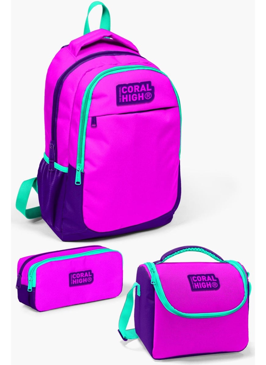 CORAL HIGH - Kids Pink Purple 3-Piece School Bag Set SET0114401 - Image 1