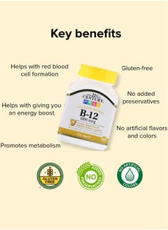 21st CENTURY Original Prolonged Release B-12 1000 mcg Vitamin Supplement - 110 Tablets ( 2Pack )  - Image 3