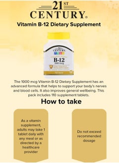 21st CENTURY Original Prolonged Release B-12 1000 mcg Vitamin Supplement - 110 Tablets ( 2Pack )  - Image 2