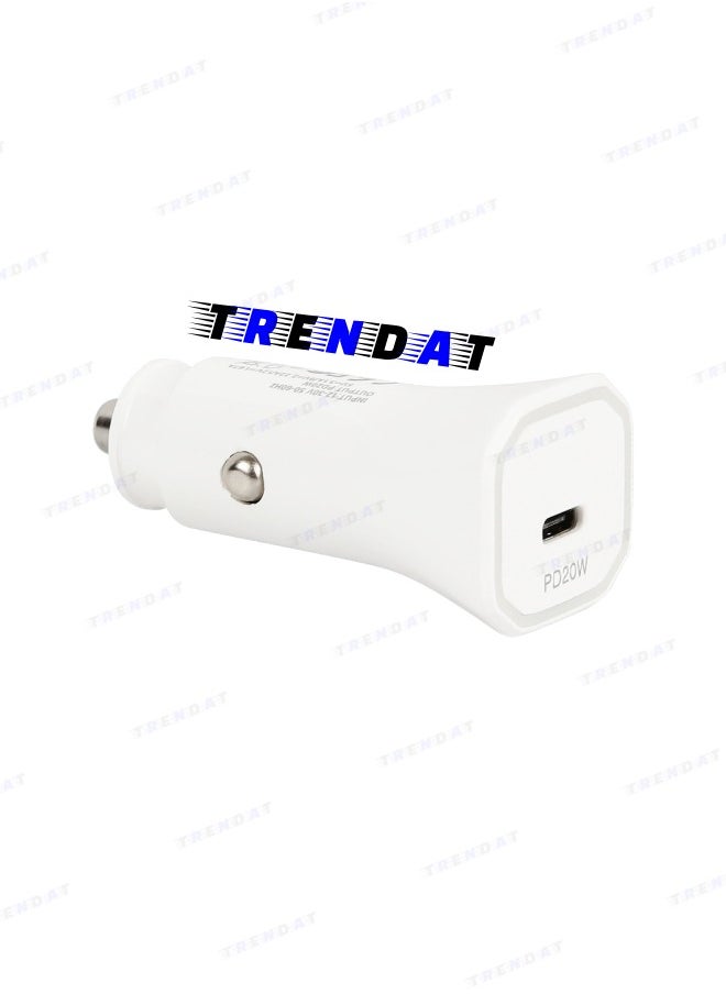 Generic 20W car charger with Type C port + charging cable from Type C to iPhone - white  - Image 4