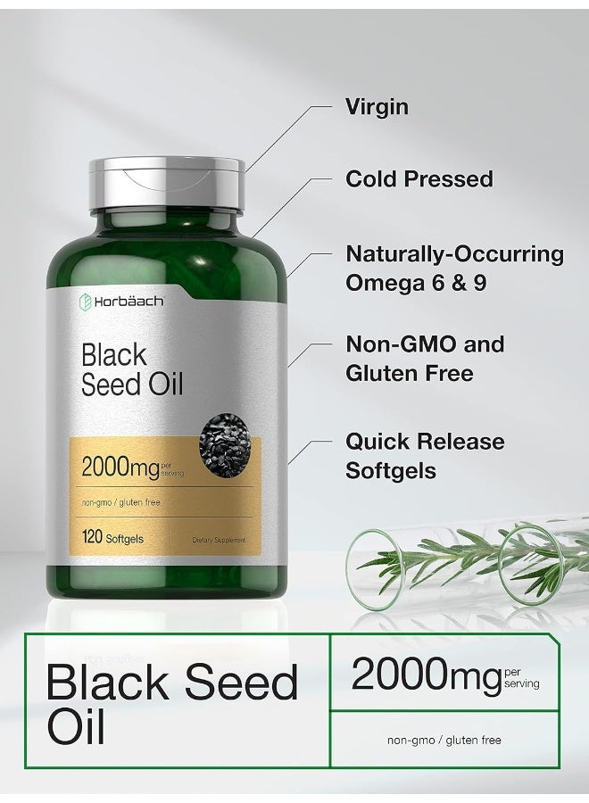 Horbaach Horbaach Black Seed Oil 2000mg | 120 Softgel Capsules | Cold Pressed Nigella Sativa Pills | Non-GMO, Gluten Free - Image 3