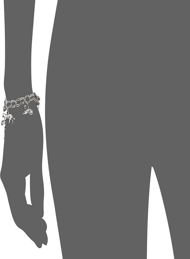 1928 Jewelry Company سوار نسائي من البيوتر من عام 1928، فضي اللون، مزين بستة تعليقات على شكل قطط، مقاس واحد - Image 4