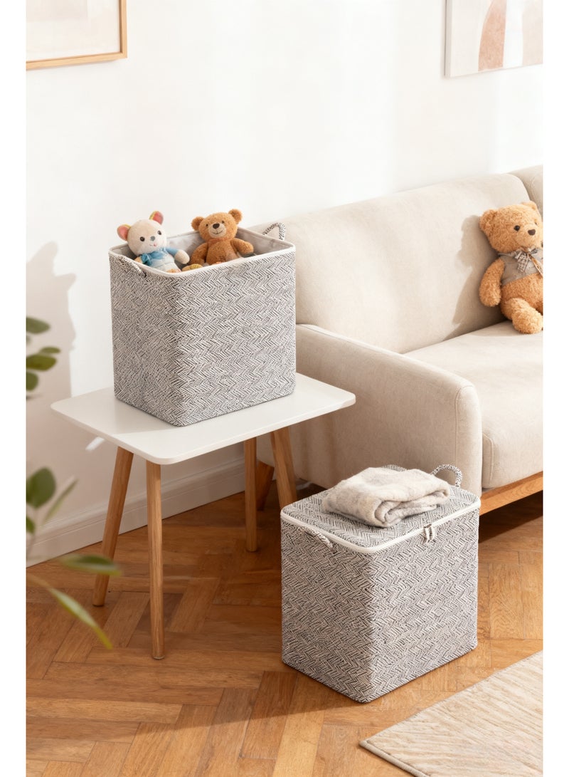 صندوقان لتخزين الملابس واللحاف، سعة كبيرة، مع سحابات ومقابض، وأكياس تخزين قماشية غير منسوجة قابلة للغسل للتنقل والتنظيم (150 لتر/قطعتان) - Image 2