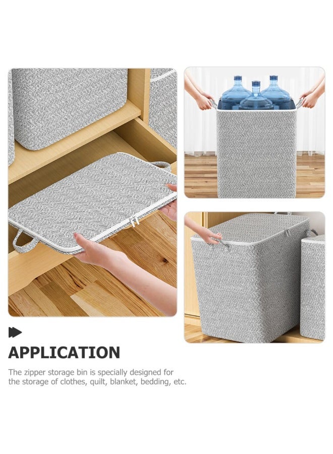 صندوقان لتخزين الملابس واللحاف، سعة كبيرة، مع سحابات ومقابض، وأكياس تخزين قماشية غير منسوجة قابلة للغسل للتنقل والتنظيم (150 لتر/قطعتان) - Image 4