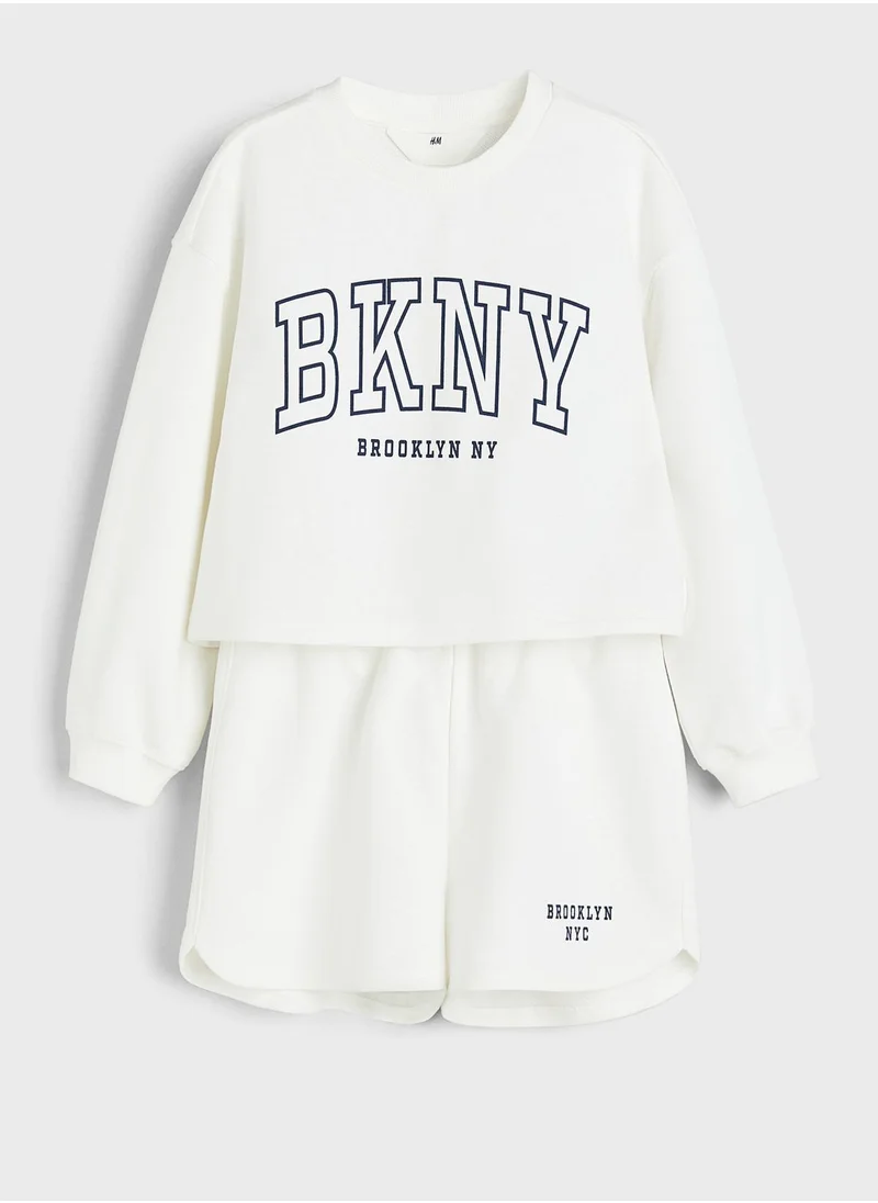 H&M Kids Printed Sweatshirt & Shorts Set