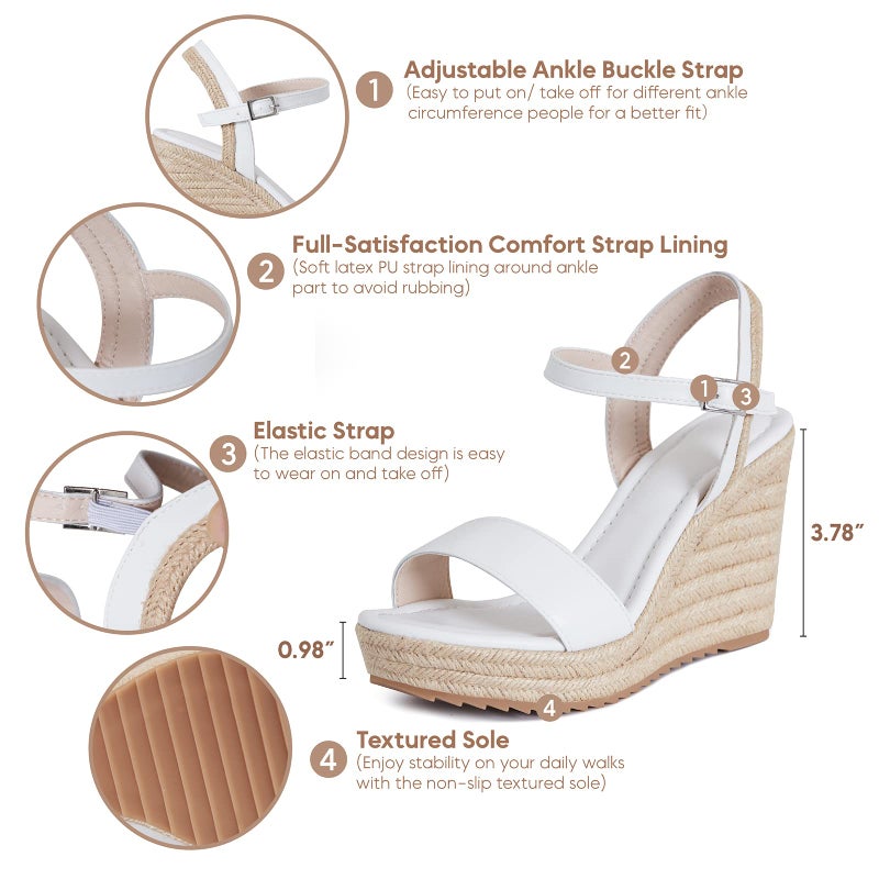 mikarka Women's Espadrille Wedge Sandals: Ankle Strap Platform Open Toe Wedges - Stylish High Heel Dressy Summer Wedges for Women, Inspired by Espadrilles - Image 3