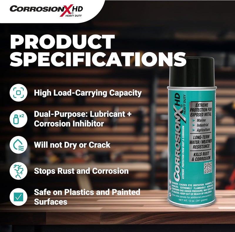 CorrosionX Heavy Duty Anti Rust Spray, Dripless Self-Healing Corrosion Inhibitor with Waterproof Barrier for Marine, Agricultural & Industrial Equipment in Harsh, Saltwater Environments, 12oz Aerosol - Image 5