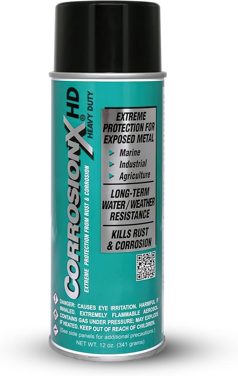 CorrosionX Heavy Duty Anti Rust Spray, Dripless Self-Healing Corrosion Inhibitor with Waterproof Barrier for Marine, Agricultural & Industrial Equipment in Harsh, Saltwater Environments, 12oz Aerosol - Image 1